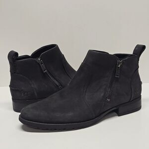 UGG Aureo Black Nubuck Leather Ankle Booties Boots Women's 8.5